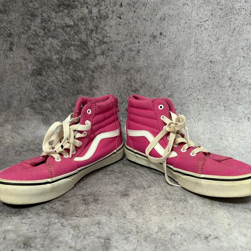 Vans Sk8-Hi Zip Kids Size 3.0 Pink High Top Skate Shoes Canvas Back Zip Sneaker